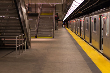 Empty Subway station in New York, Manhattan.