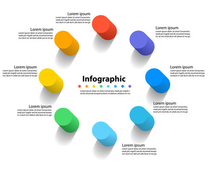 infographic 8 step presentation, infographic linear circle