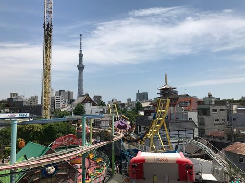 View of the Amusement Park - Hanayashiki in Asakusa, Tokyo, Japan