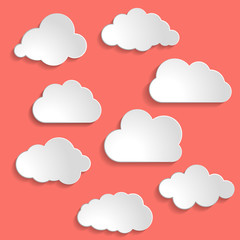 Obraz premium Vector illustration of clouds collection on Living Coral color of the Year 2019