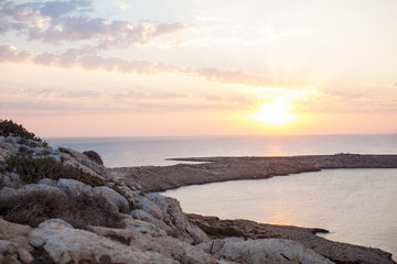 Sunrise view from the top view point of Cape Greco in Cyrpus