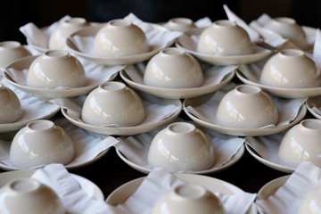 Stack of porcelain plates and bowls