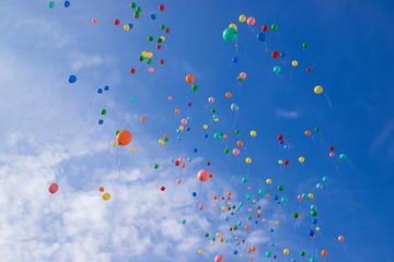Colorful balloons flying to the sky © Irina Yakovleva