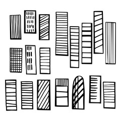 Hand drawn skyscrapers. Vector sketch  illustration.