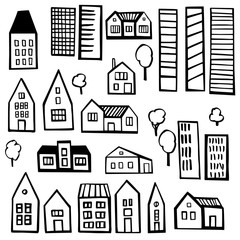 Hand drawn houses. Vector sketch  illustration.