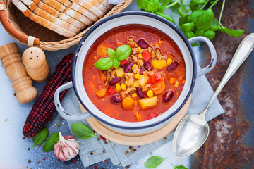 Mexican soup like chili con carne