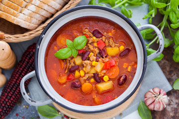 Mexican soup like chili con carne