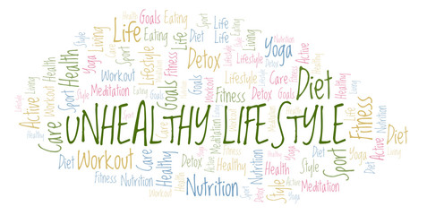 Fototapeta premium Unhealthy Lifestyle word cloud.