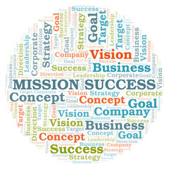 Obraz premium Mission Success word cloud.