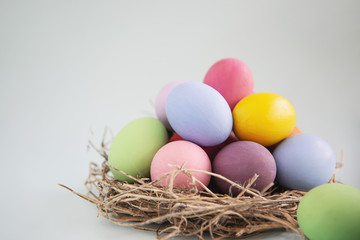 Naklejka na ściany i meble Sweet colorful Easter eggs background - national holiday celebration concepts