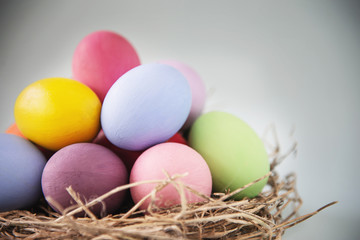 Naklejka na ściany i meble Sweet colorful Easter eggs background - national holiday celebration concepts