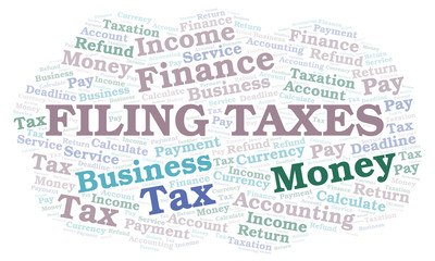 Filing Taxes word cloud.