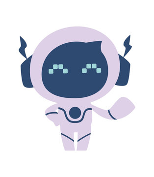 Little cheerful robot on a white background
