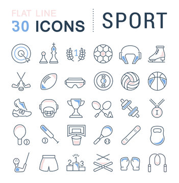 Set Vector Line Icons of Sport.