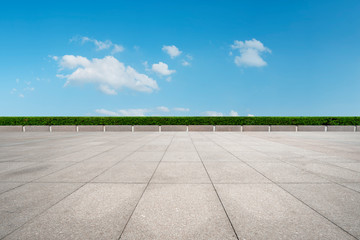 Empty square tiles and beautiful sky scenery