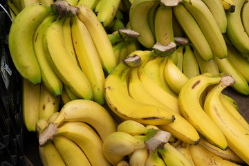 Fresh banana yellow background in the fruit market
