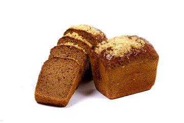 slices of bread on white background