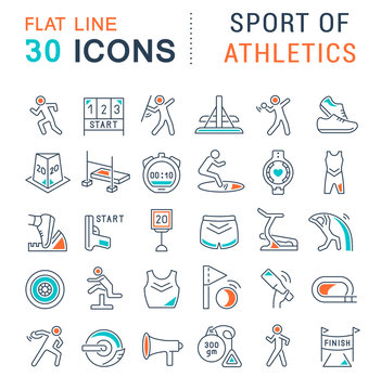 Set Vector Line Icons of Sport of Athletics.
