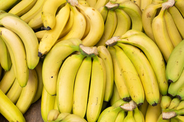 Fresh banana yellow background in the fruit market