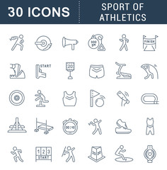 Set Vector Line Icons of Sport of Athletics.
