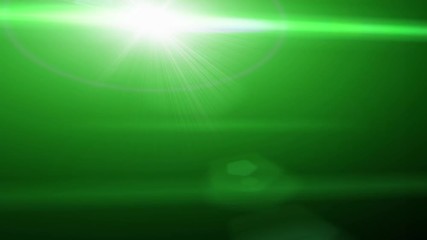 Light flare on abstract glowing light on a green background