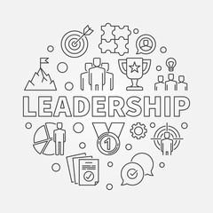 Leadership vector circular concept simple illustration in outline style
