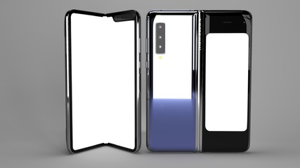 Folding Phone of background, 3d render