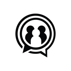 three people with bubble talk icon