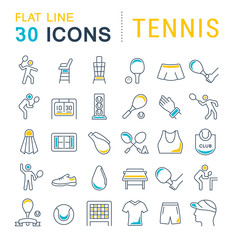 Set Vector Line Icons of Tennis.