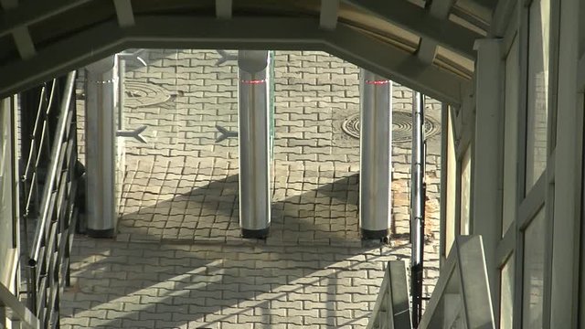 Opening transparent turnstiles in the tunnel