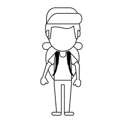 Tourist man avatar in black and white