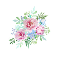 watercolor bouquet of peonies