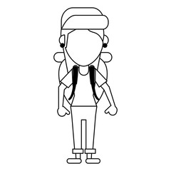 Obraz premium Tourist woman avatar in black and white