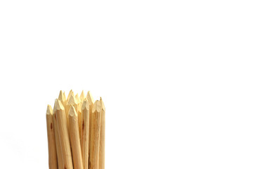 Wooden stakes on a white background.