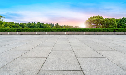 Empty square tiles and beautiful sky scenery