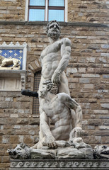 Fototapeta na wymiar Hercules and Cacus statue in Piazza della Signoria in Florence, Italy