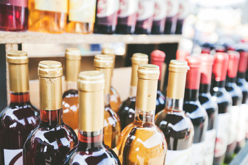  view of wine bottles in rows for sale