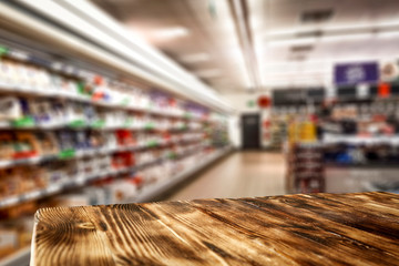Desk of free space and shop interior. 