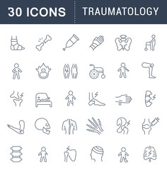 Set Vector Line Icons of Traumatology.