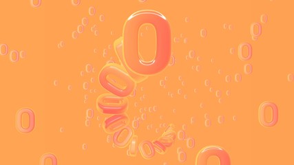 Abstract zero pattern in orange background