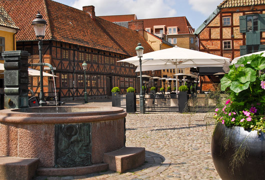 Lilla Torg in Malmo in the summer. Sweden.