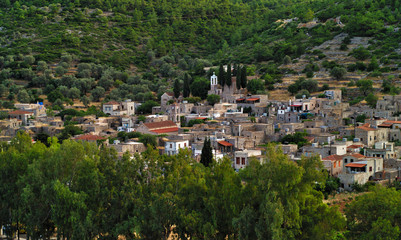 Fototapeta na wymiar Traditional stone medieval village in Chios Greece