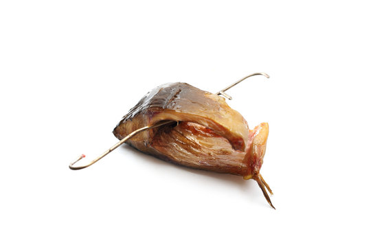 Wędzony karp. Wędzona ryba na białym  tle.