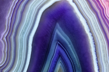 Amazing Violet Agate Crystal cross section. Natural translucent agate crystal surface, Purple...