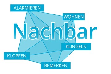 Nachbar - Begriffe verbinden, Farbe blau