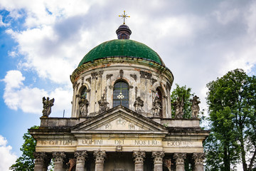 The public access rotunda in Ukraine Against a blue sky with clouds of beautiful and old...