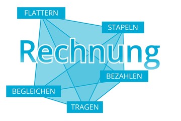 Rechnung - Begriffe verbinden, Farbe blau