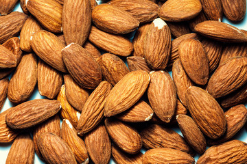 Top View Almonds Background. Raw Almond.