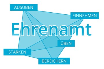 Ehrenamt - Begriffe verbinden, Farbe blau