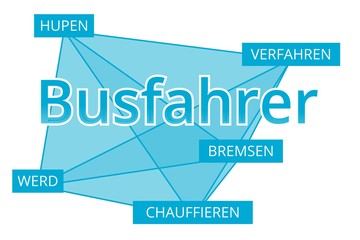 Busfahrer - Begriffe verbinden, Farbe blau